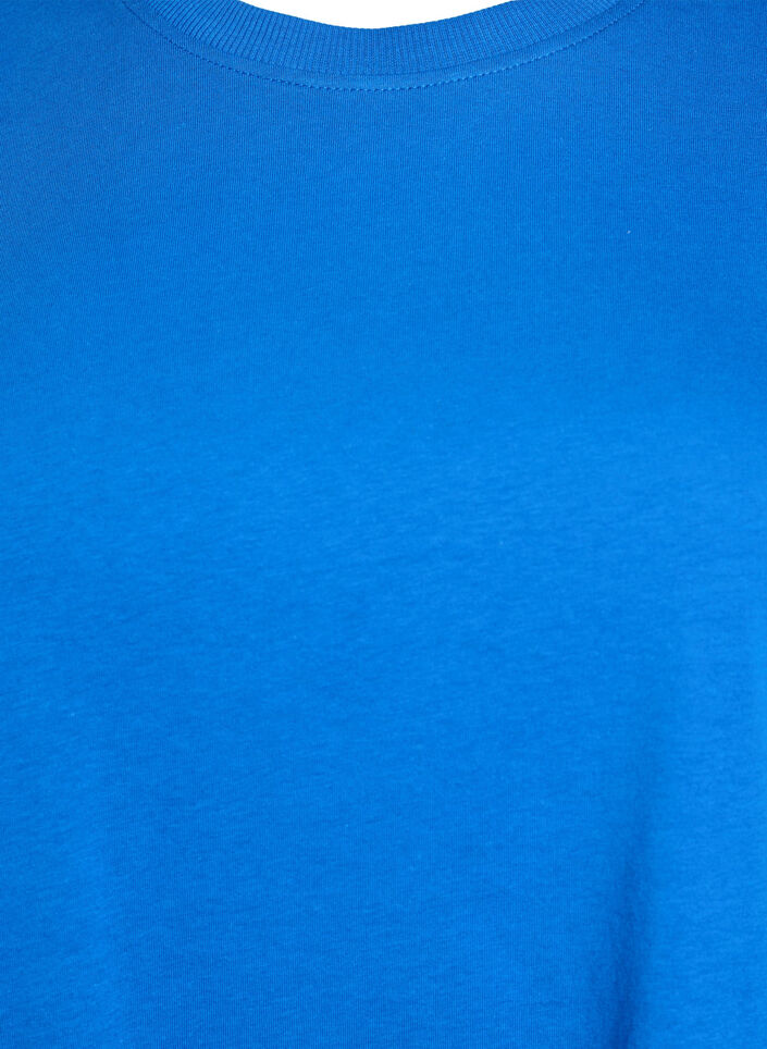 T-shirt basique en coton à col rond, Bleu, Packshot image number 2