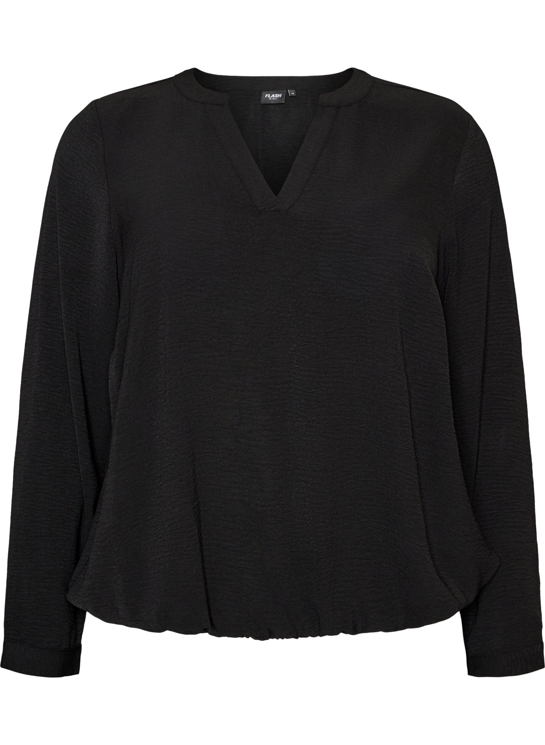 ZizziBlouse &agrave; la silhouette ballon avec col en V, Noir, Packshot image number 0