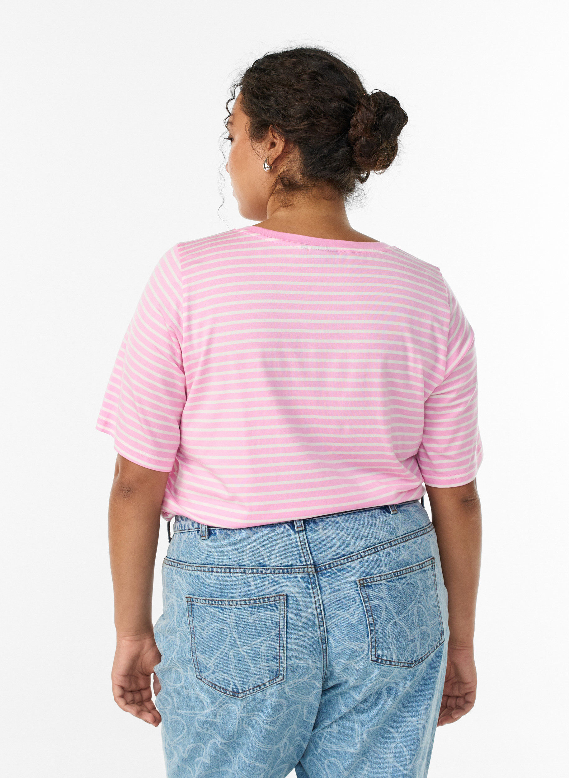 ZizziT-Shirt mit TENCEL&trade; Lyocell und Streifen, Pink, Model image number 1