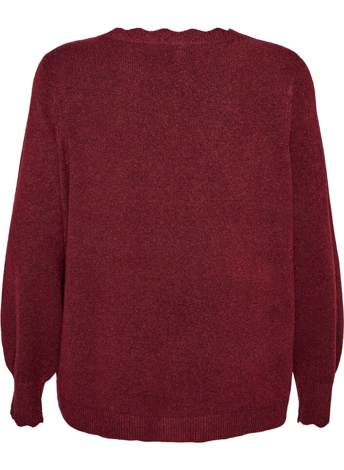 Strickbluse mit Wellenkante, Rot, Packshot image number 1