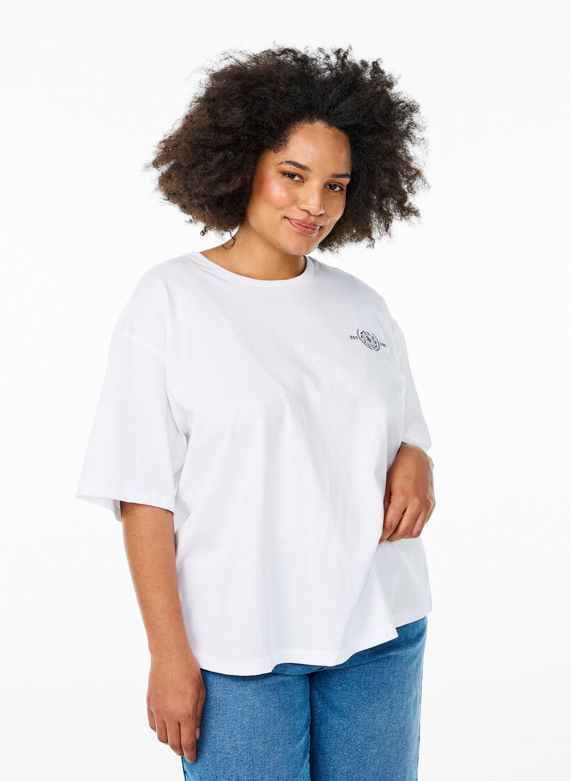 T-shirt oversize avec impression au dos, Blanc, Model image number 2