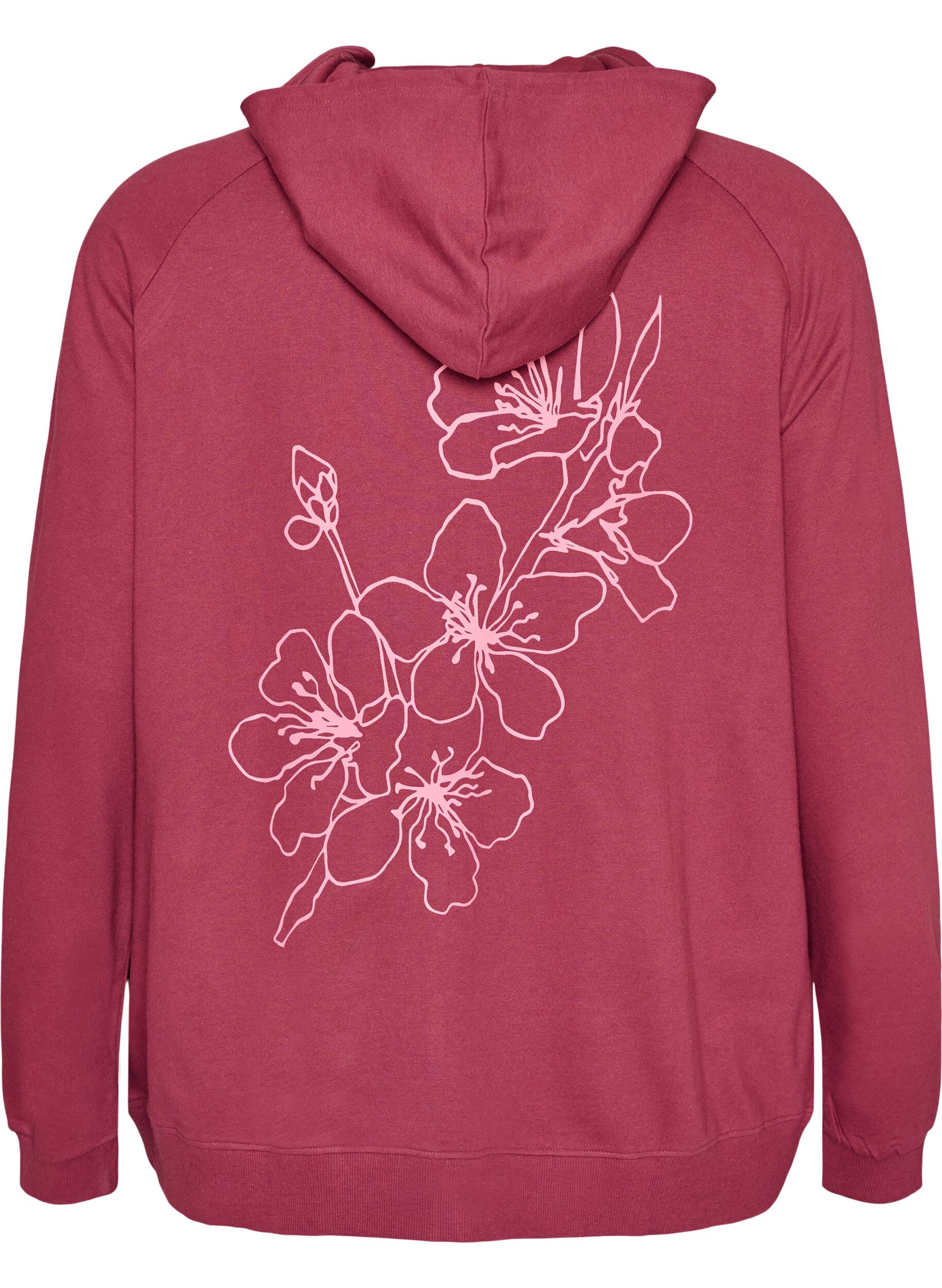 ZizziHoodie mit Rei&szlig;verschluss und R&uuml;ckendruck, Rot, Packshot image number 1
