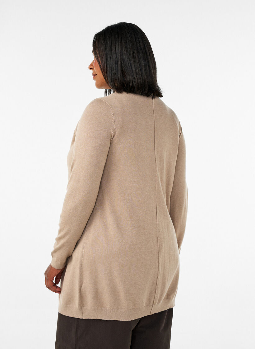 Lange Strickjacke aus einer Viskosemischung, Beige, Model image number 2
