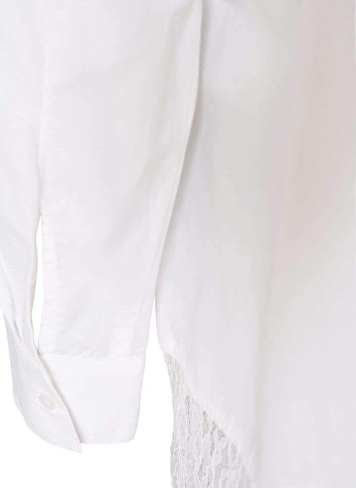 Chemise ample avec une large bordure en dentelle, Blanc, Packshot image number 3