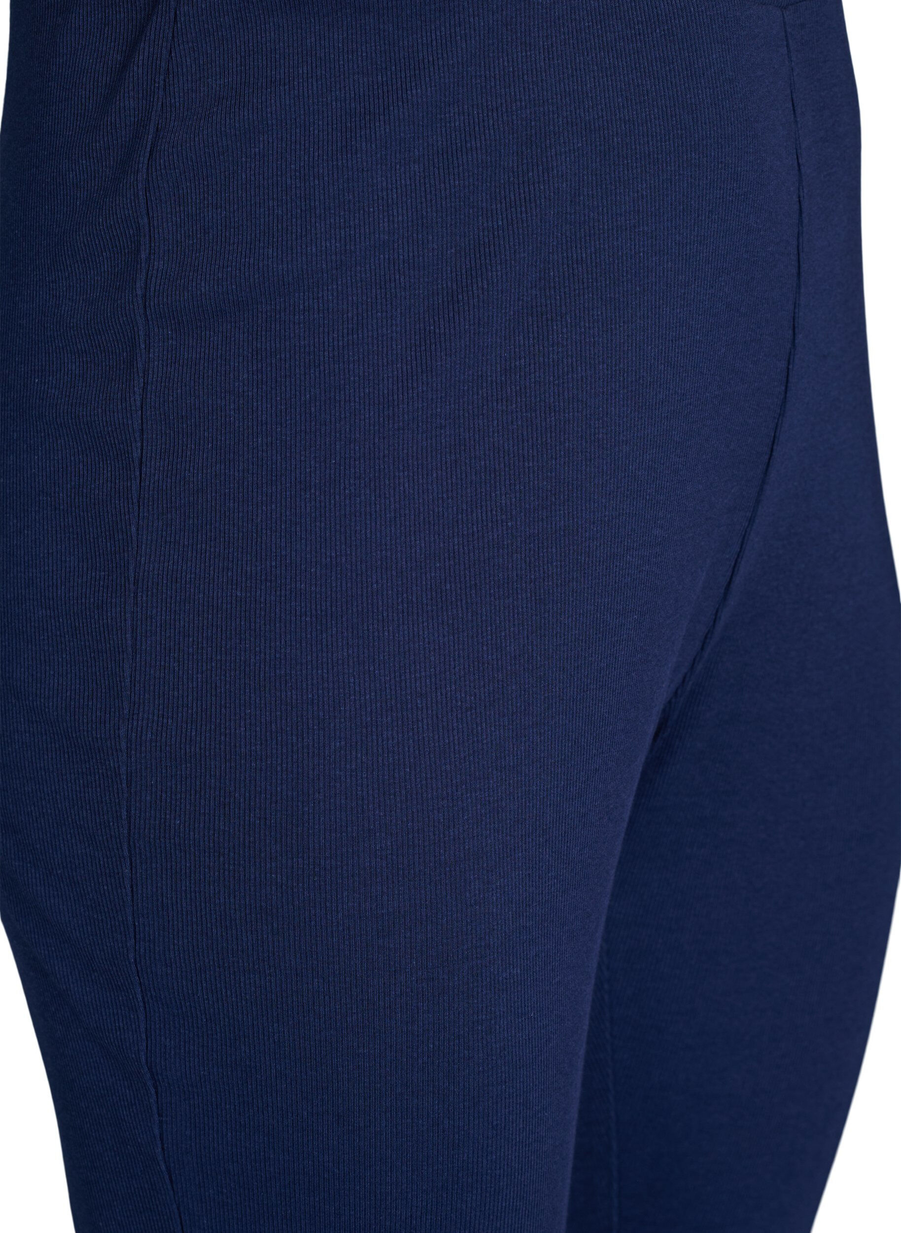 Zizzi Pyjamahose mit Rippstruktur und elastischem Bund, Blau, Packshot image number 2