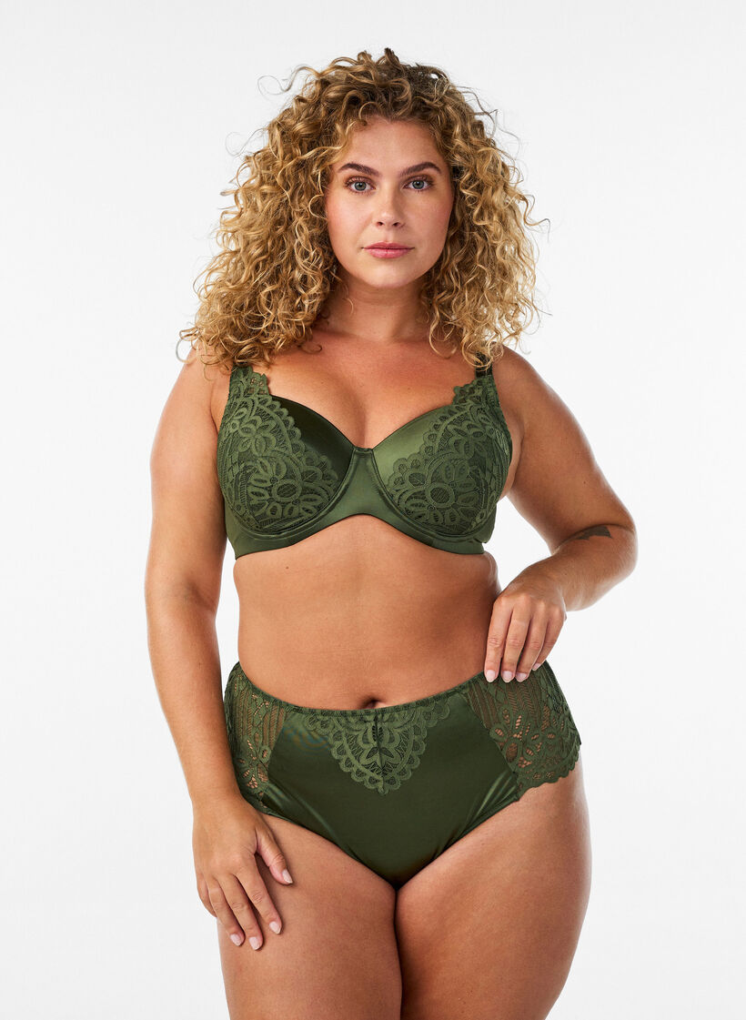 Hipster-String mit Spitze und Mikrofaser, Gr&uuml;n, Model image number 0