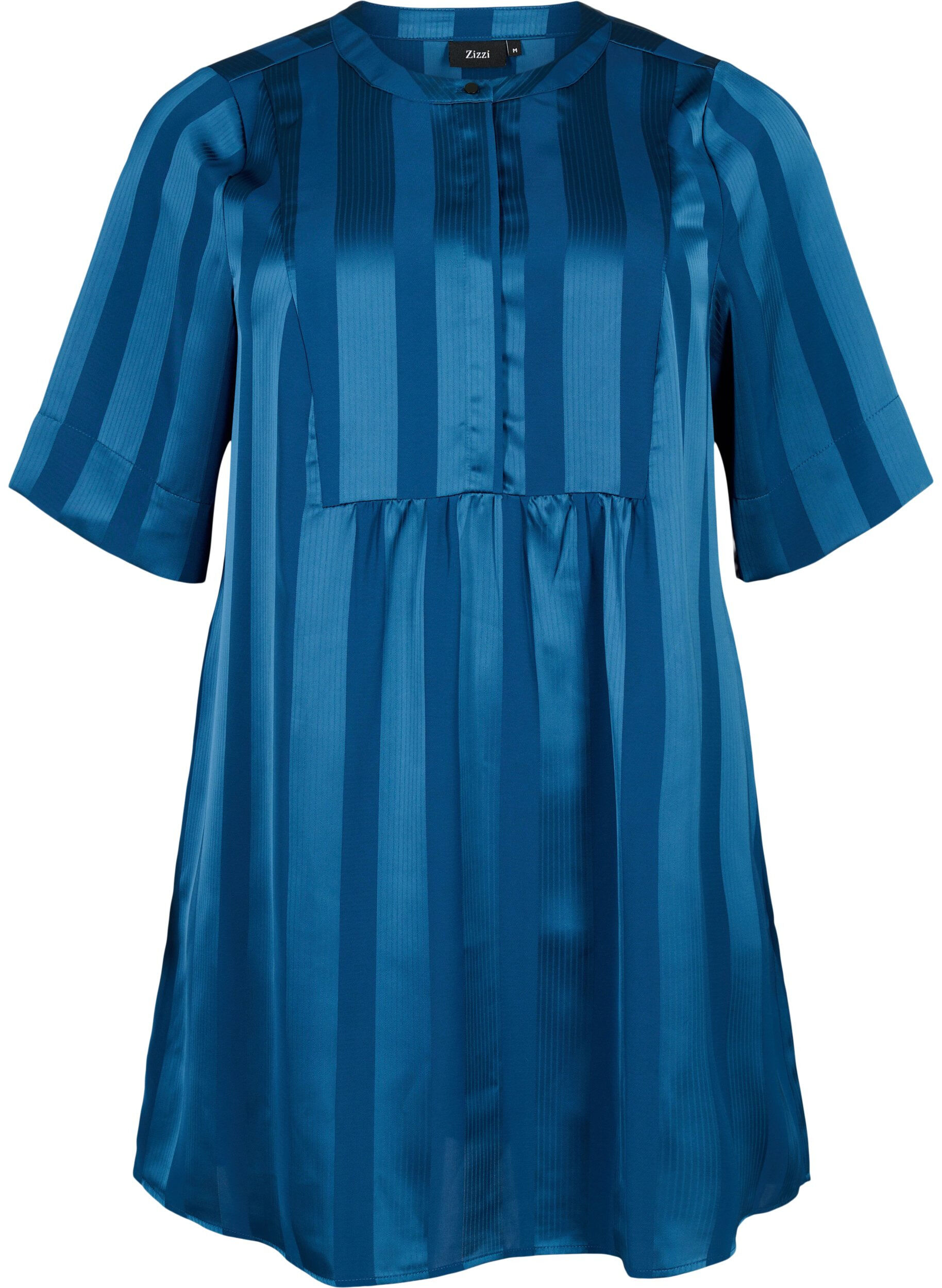 Zizzi A-Linien-Kleid mit Streifen und 1/2-&Auml;rmeln, Titan, Packshot image number 0