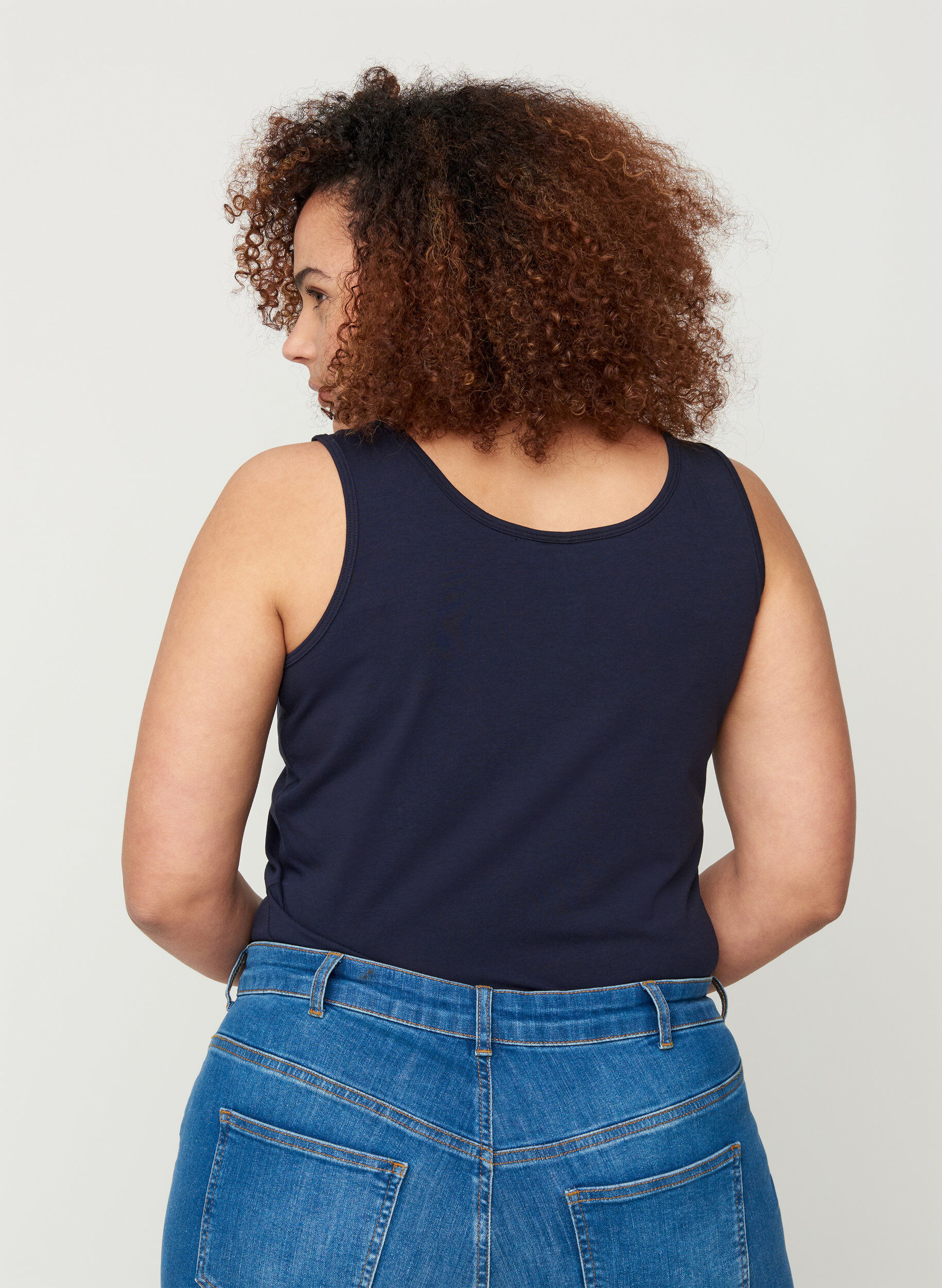 Zizzi Einfarbiges Basic Top, Blau, Model image number 2