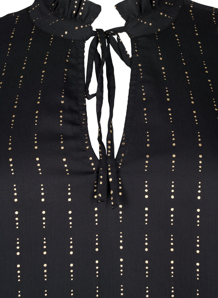 Gemusterte Chiffonbluse mit Schleifen, Black, Packshot image number 2