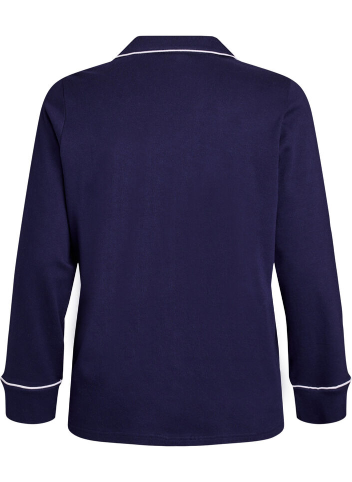 Chemise de pyjama en coton avec poche poitrine, Bleu, Packshot image number 1