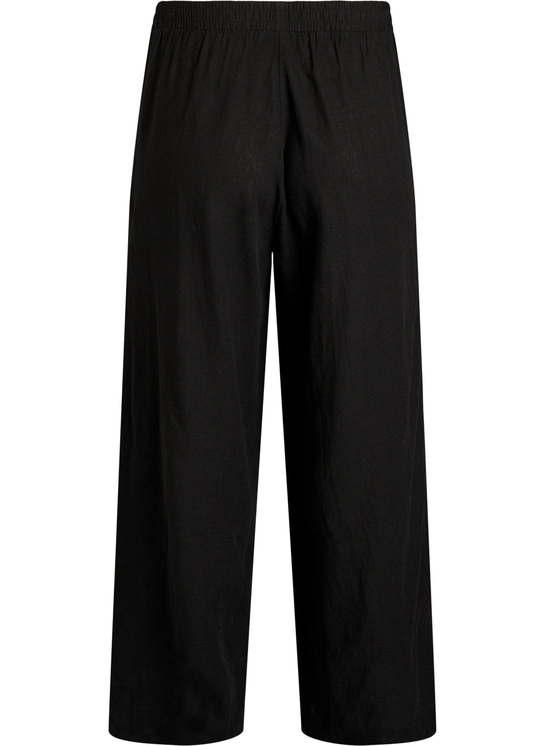 ZizziPantalon large en lin et viscose, Noir, Packshot image number 1