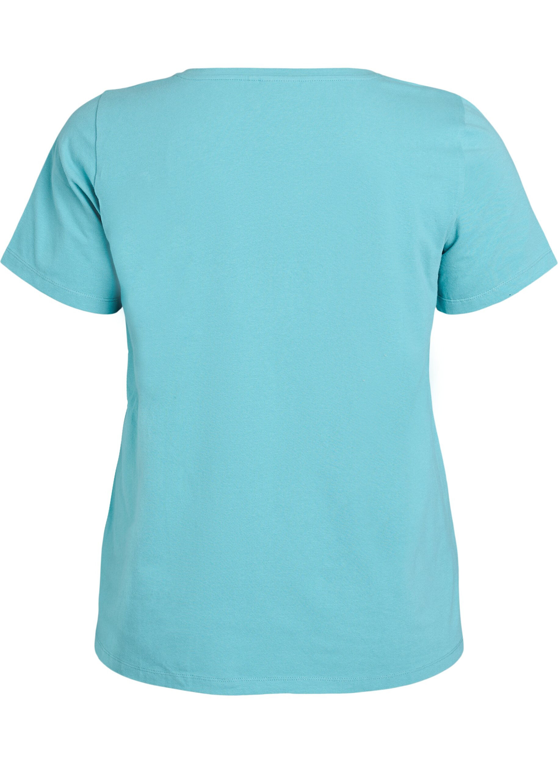 Zizzi Einfarbiges Basic-T-Shirt aus Baumwolle, Blau, Packshot image number 1