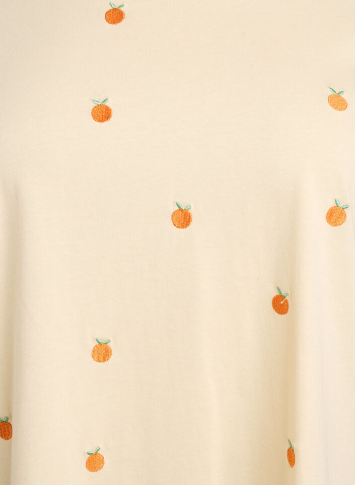 T-shirt en coton biologique avec motifs brod&eacute;s, Jaune clair, Packshot image number 2