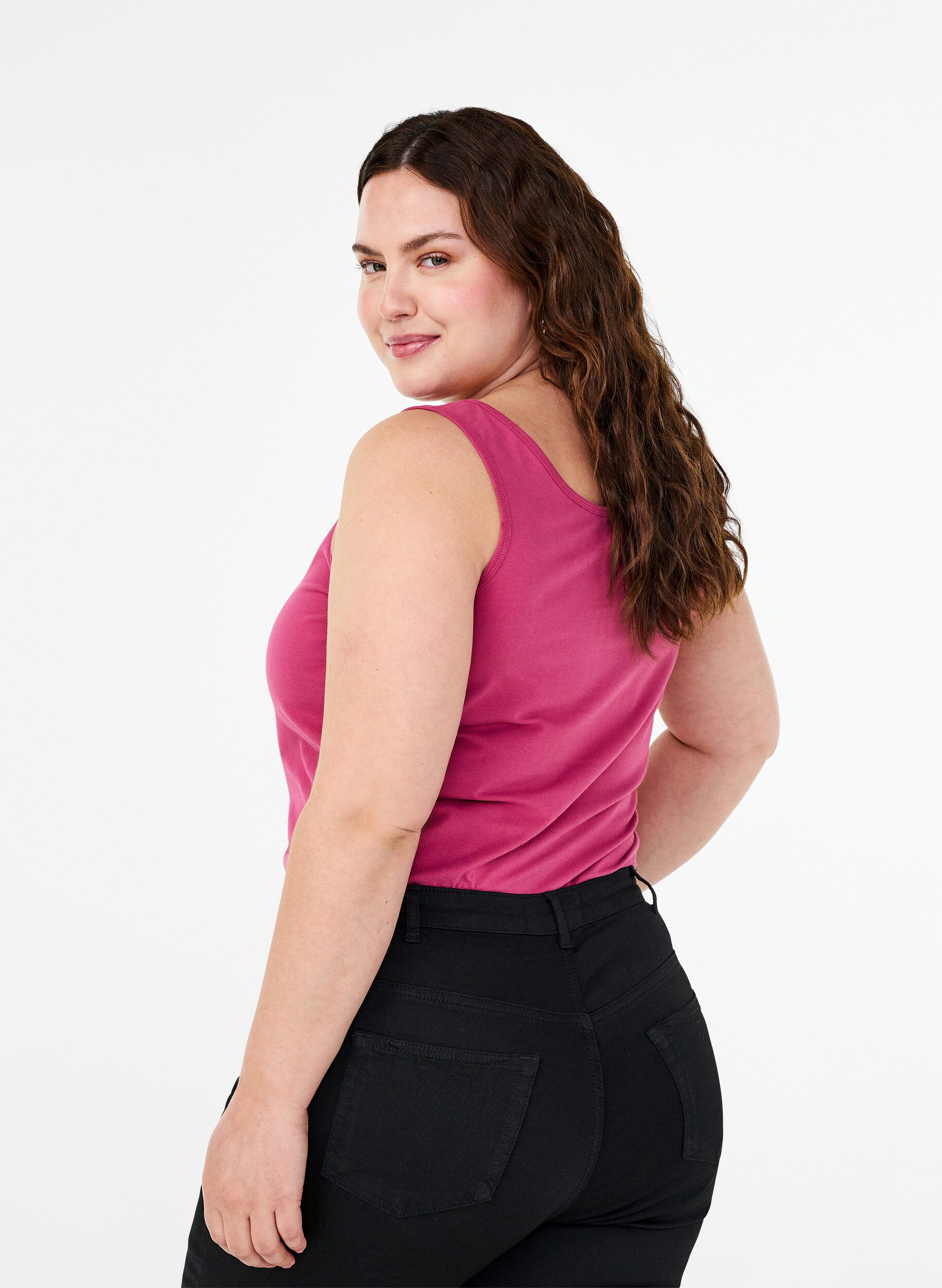 Zizzi Haut basique en coton, Bordeaux, Model image number 2