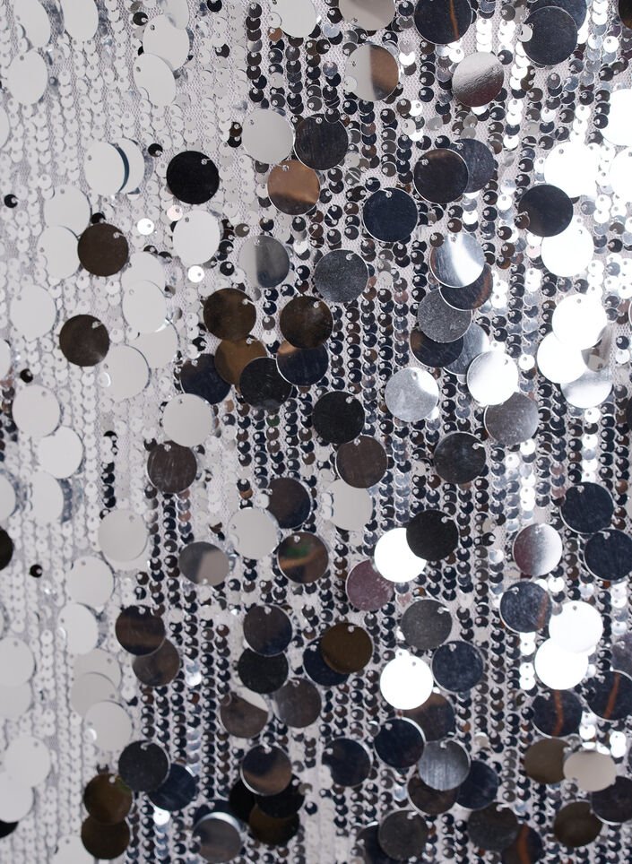 Kurzer Paillettenrock mit Gummibund, Silber, Packshot image number 2