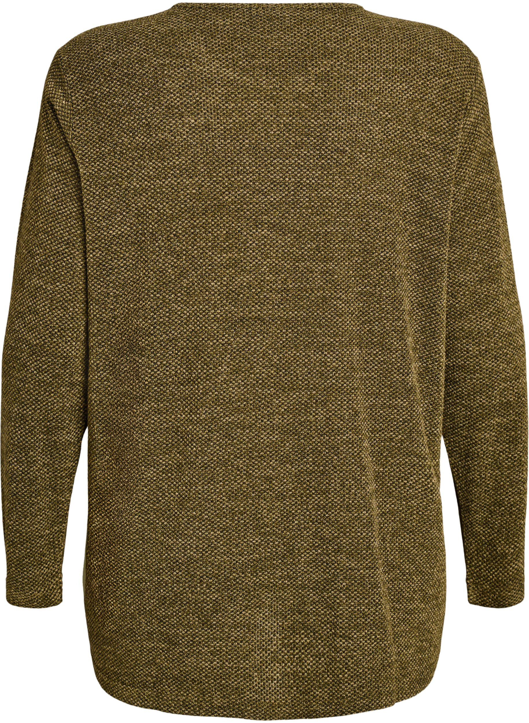 Zizzi Lang&auml;rmelige Bluse mit Struktur, Gr&uuml;n, Packshot image number 1