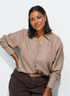 Lockere Bluse mit V-Ausschnitt, Braun, Model image number 0