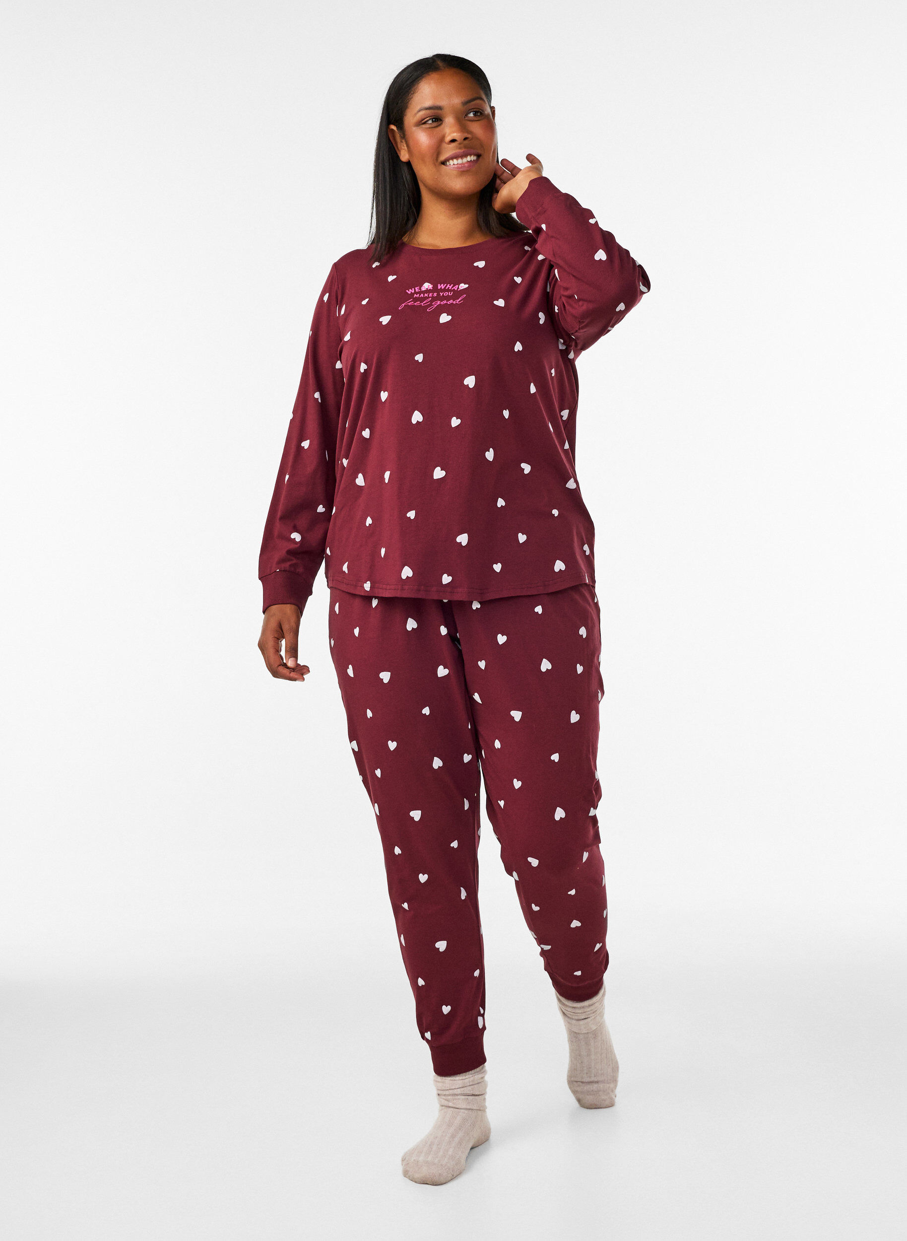 Bas de pyjama imprim&eacute;, Bordeaux, Model