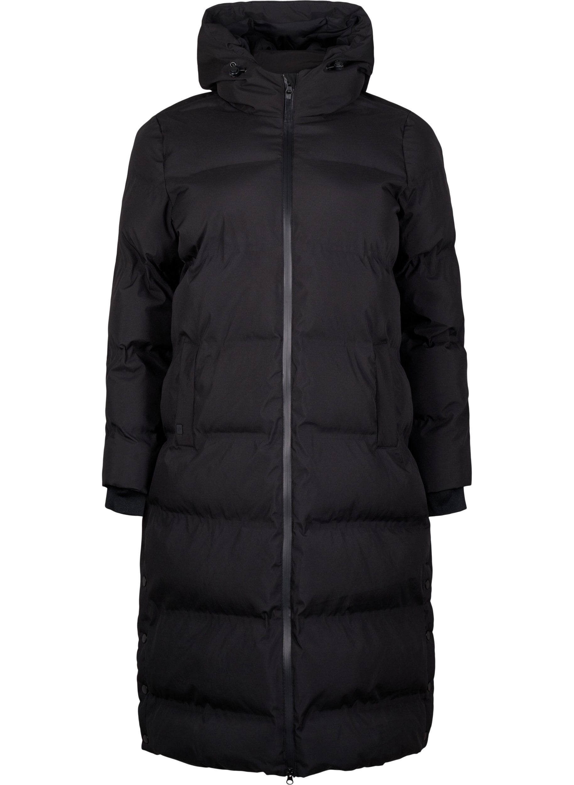 Manteau d'hiver long et matelass&eacute; avec capuche