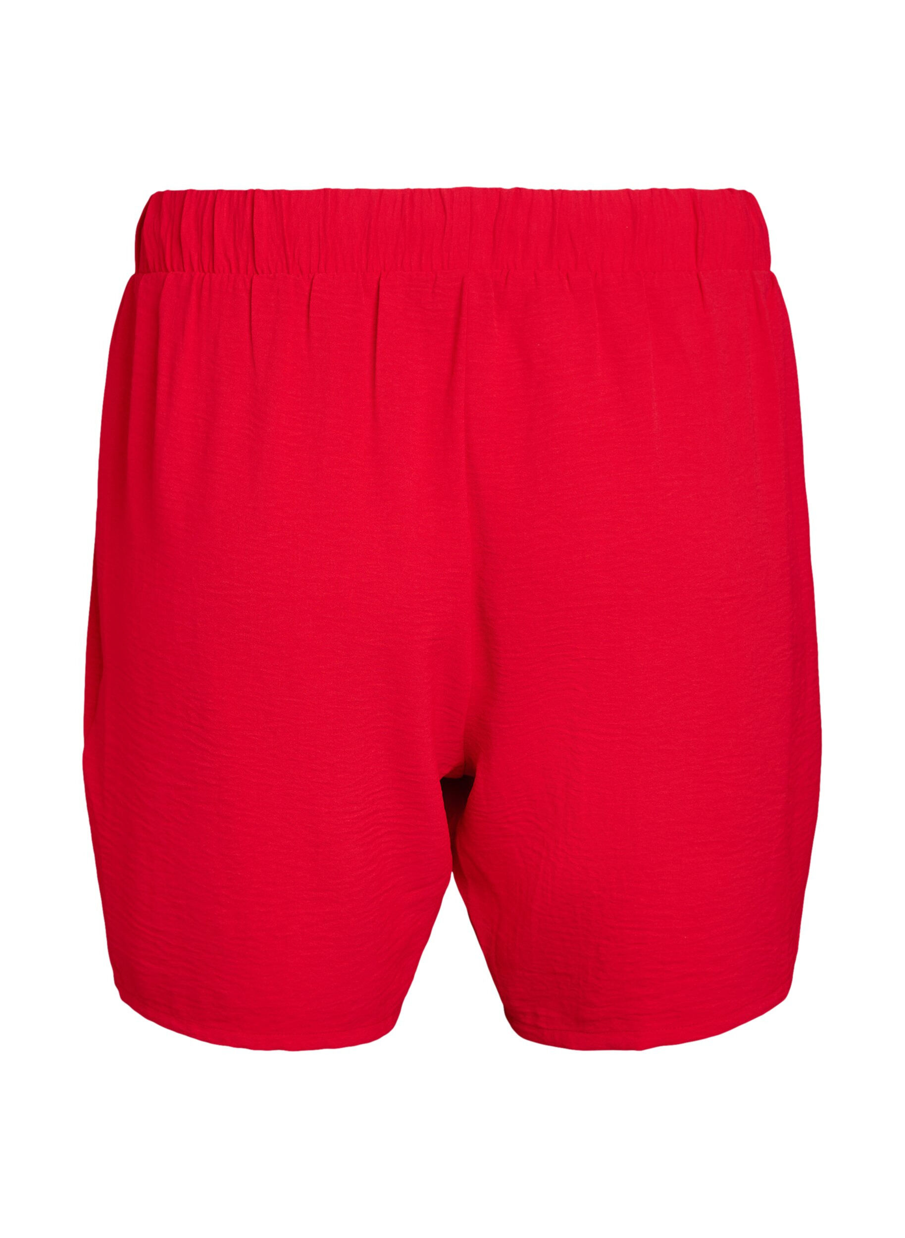 Zizzi Kurze Hose mit Taschen und elastischem Bund., Rot, Packshot image number 1