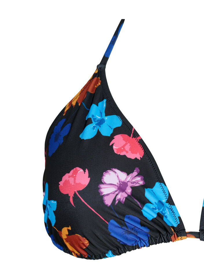 Soutien-gorge de bikini triangle avec imprimé, Noir, Packshot image number 2