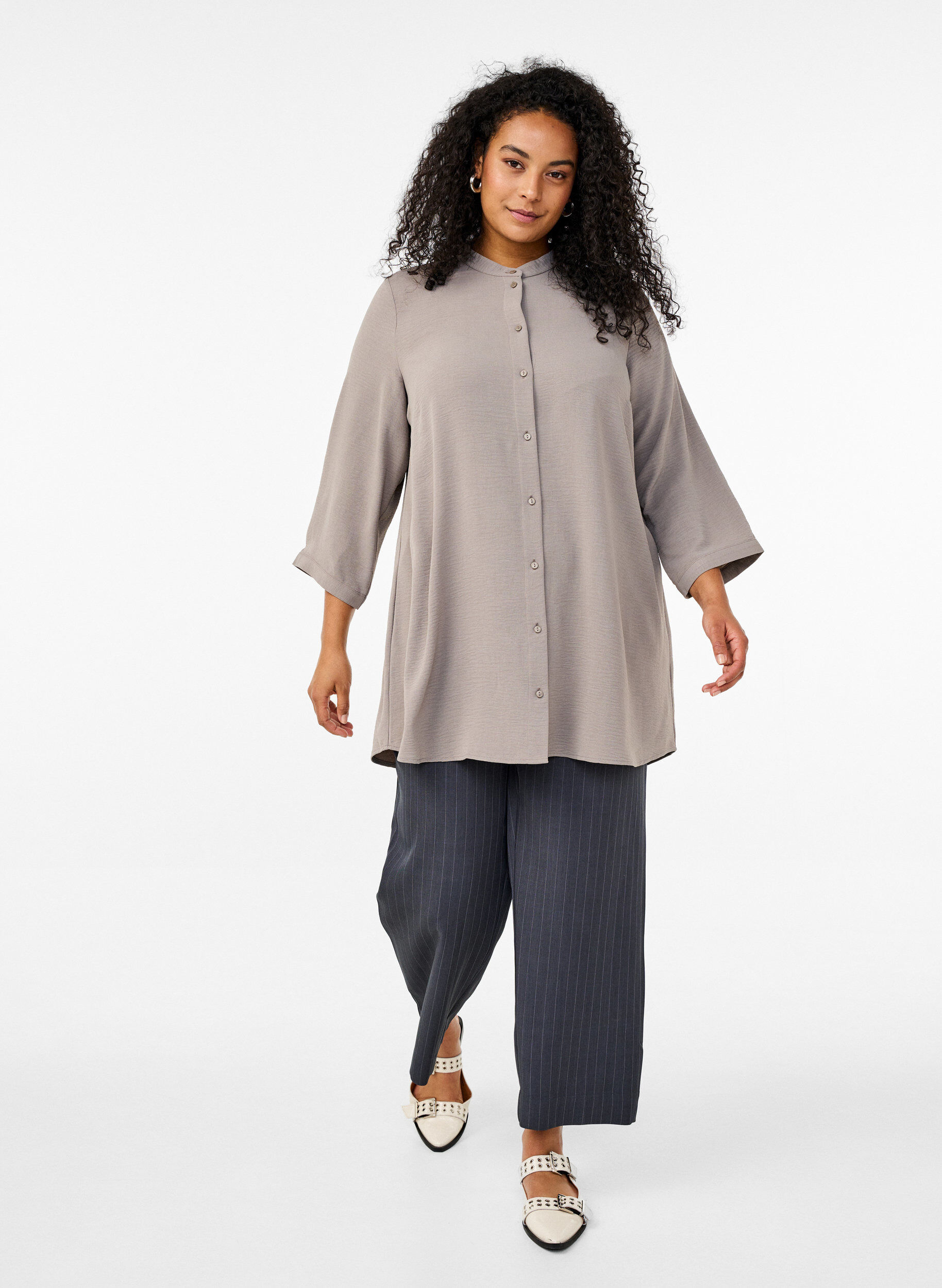 ZizziTunika mit 3/4-&Auml;rmeln, Beige, Model image number 1
