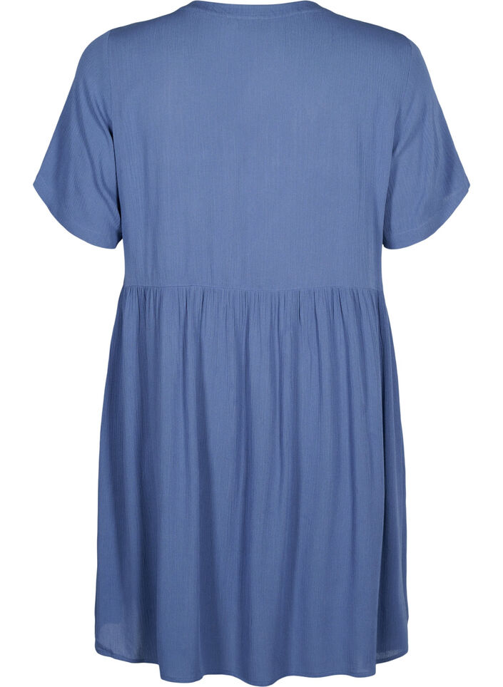 Robe à manches courtes en viscose avec forme en A, Moonlight Blue, Packshot image number 1