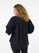 Blouse avec col &agrave; volants et fronces, Noir, Model image number 2