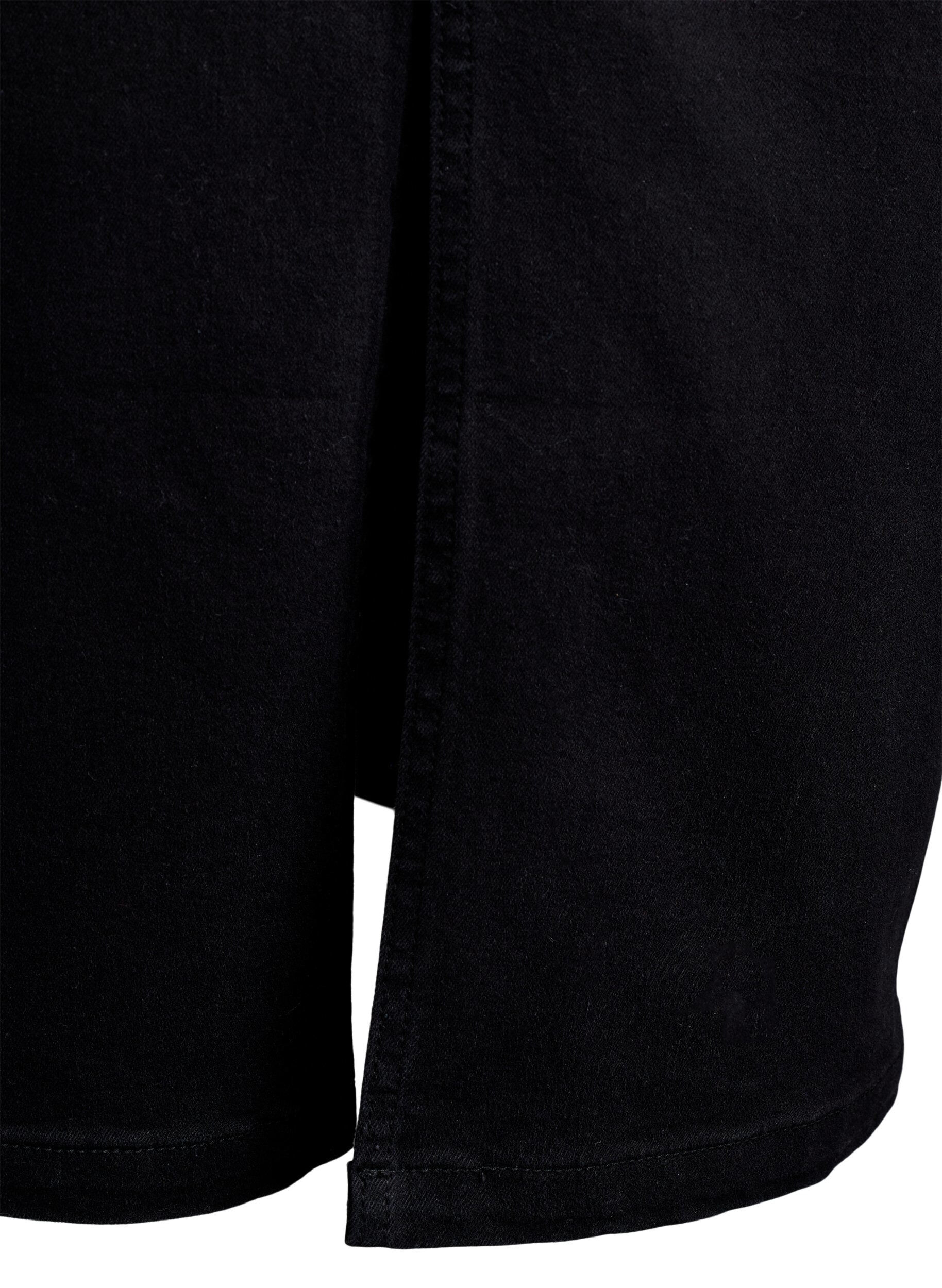 Zizzi FLASH - Midi-Jeansrock mit vorderem Schlitz, Schwarz, Packshot image number 4