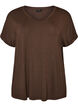 Basic T-Shirt aus Viskose mit V-Ausschnitt, Braun, Packshot image number 0