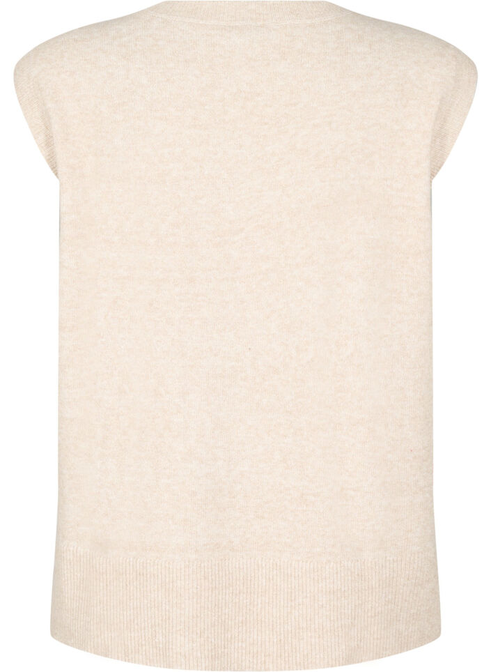 Strickweste mit Rippb&auml;ndern, Beige, Packshot image number 1
