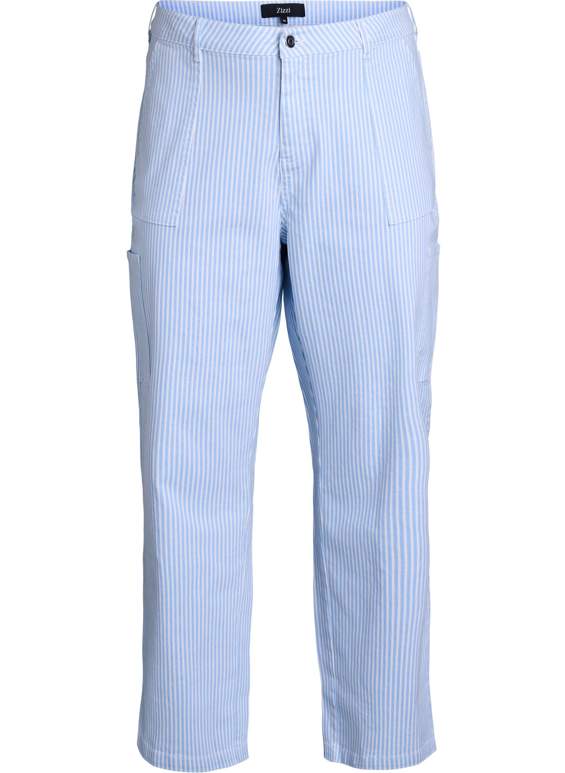 Hoch taillierte Cargojeans mit Streifenmuster