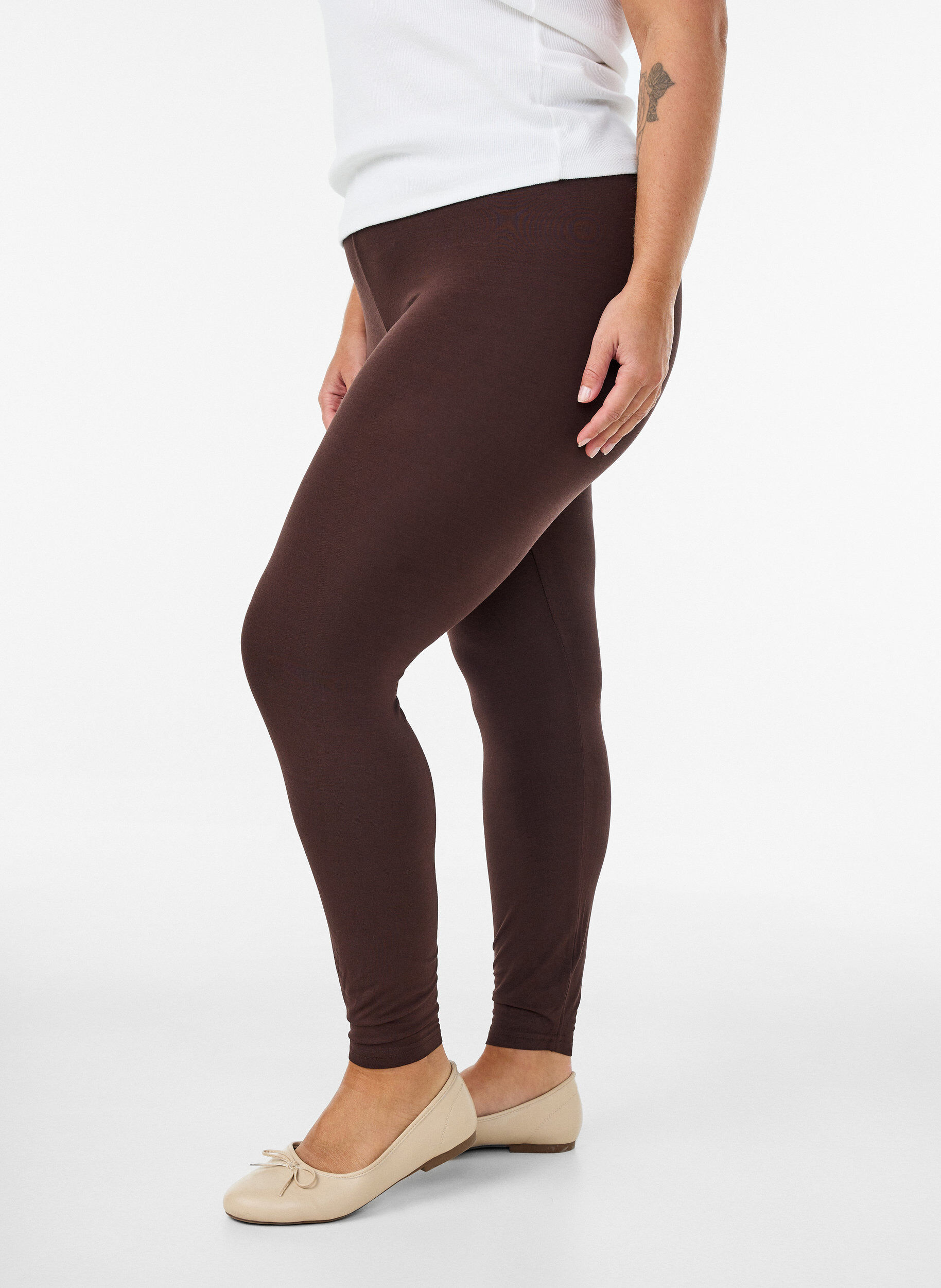 Leggings basiques en viscose, Marron, Model