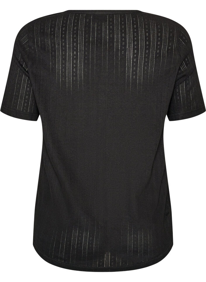 Haut de nuit en coton biologique avec broderie ajour&eacute;e, Noir, Packshot image number 1