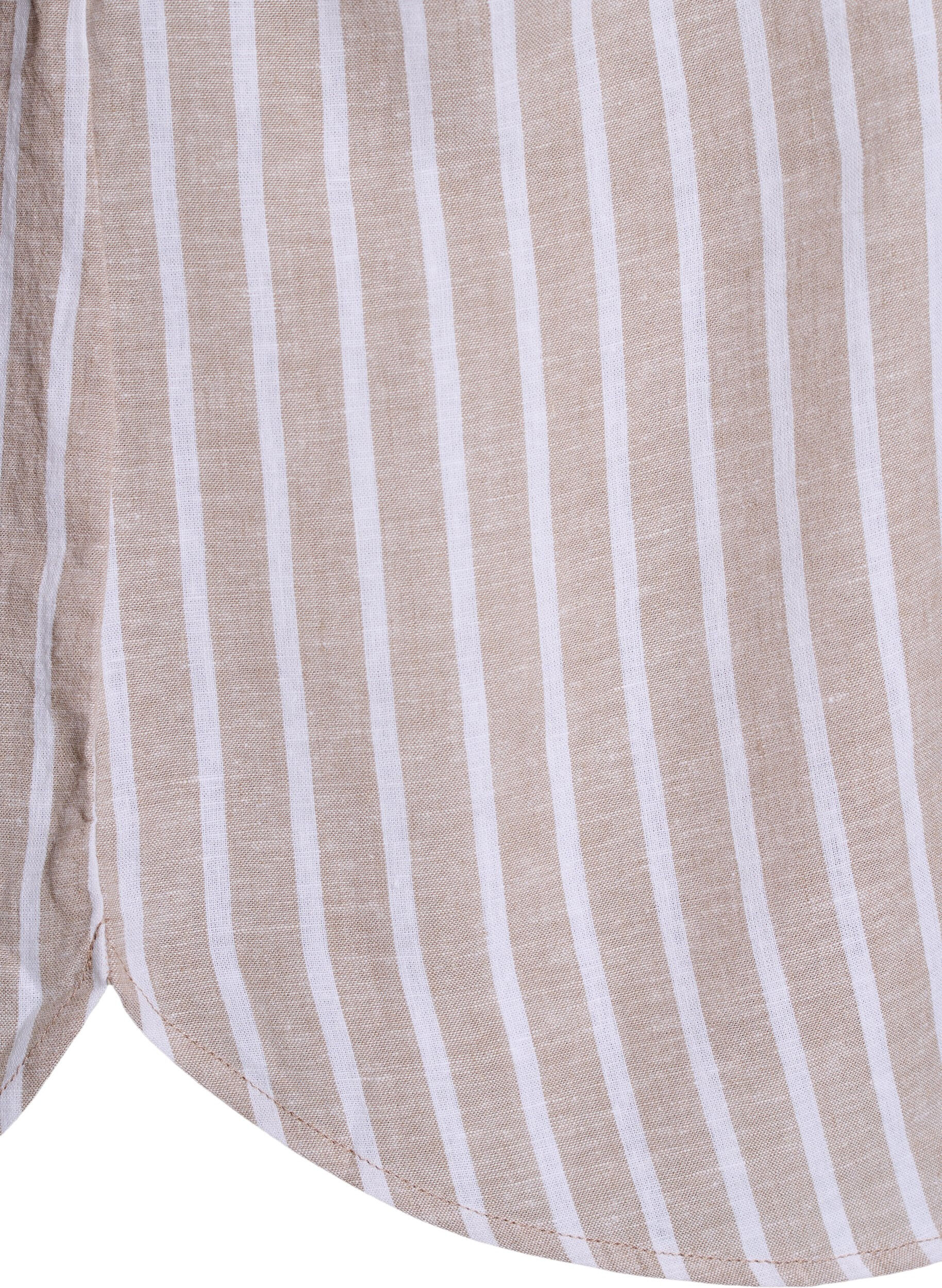 ZizziChemise en lin et viscose avec manches 3/4, Beige, Packshot image number 3
