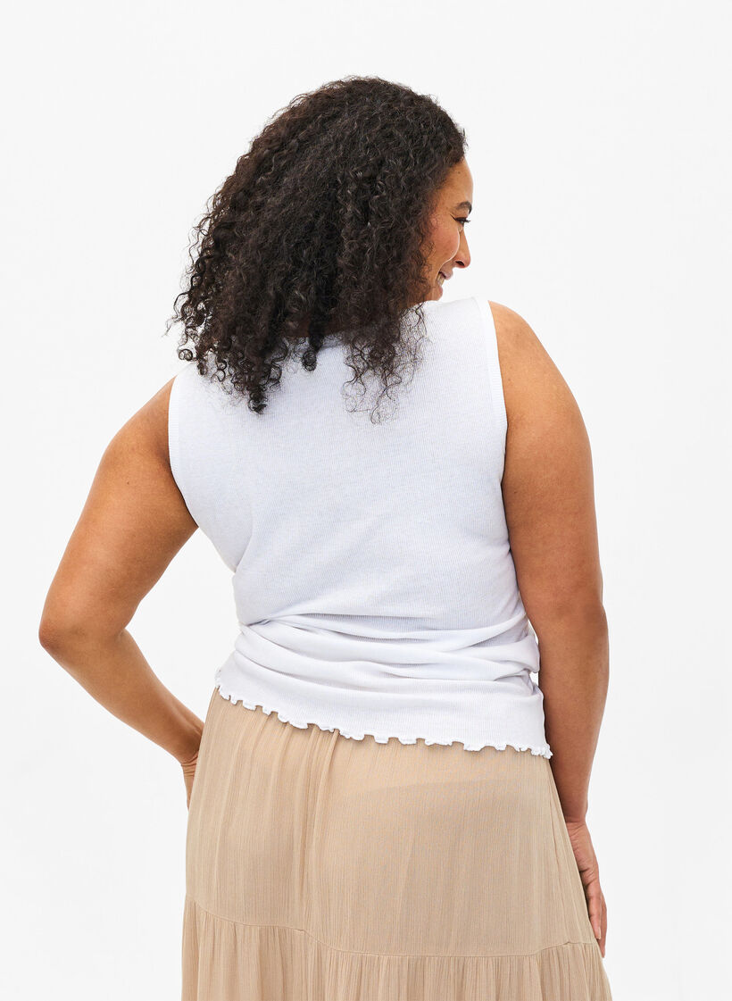 Geripptes Tanktop mit Knöpfen, Bright White, Model image number 1