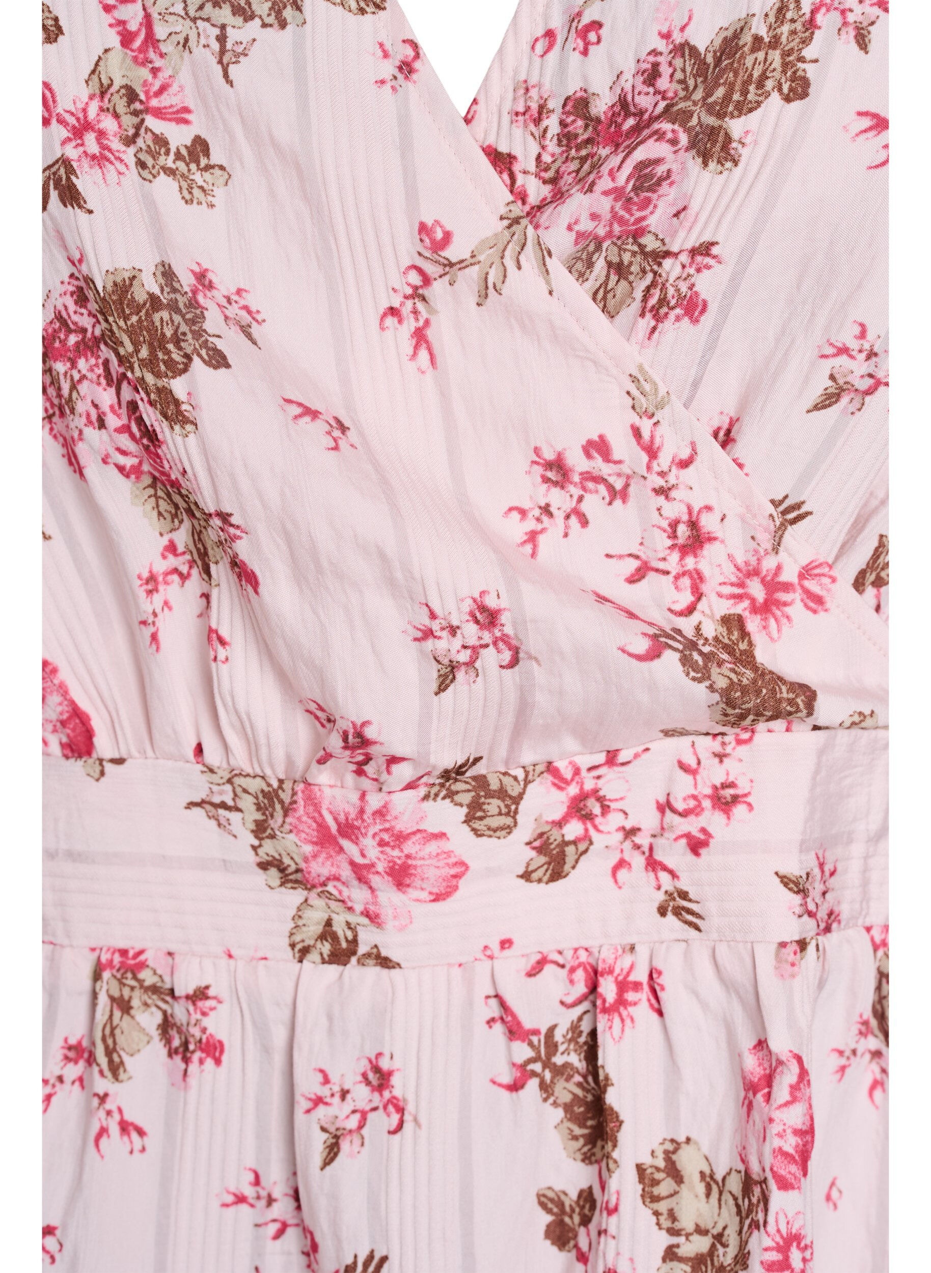 Zizzi Gebl&uuml;mte Bluse mit kurzen &Auml;rmeln und geraffter Taille, Pink, Packshot image number 2