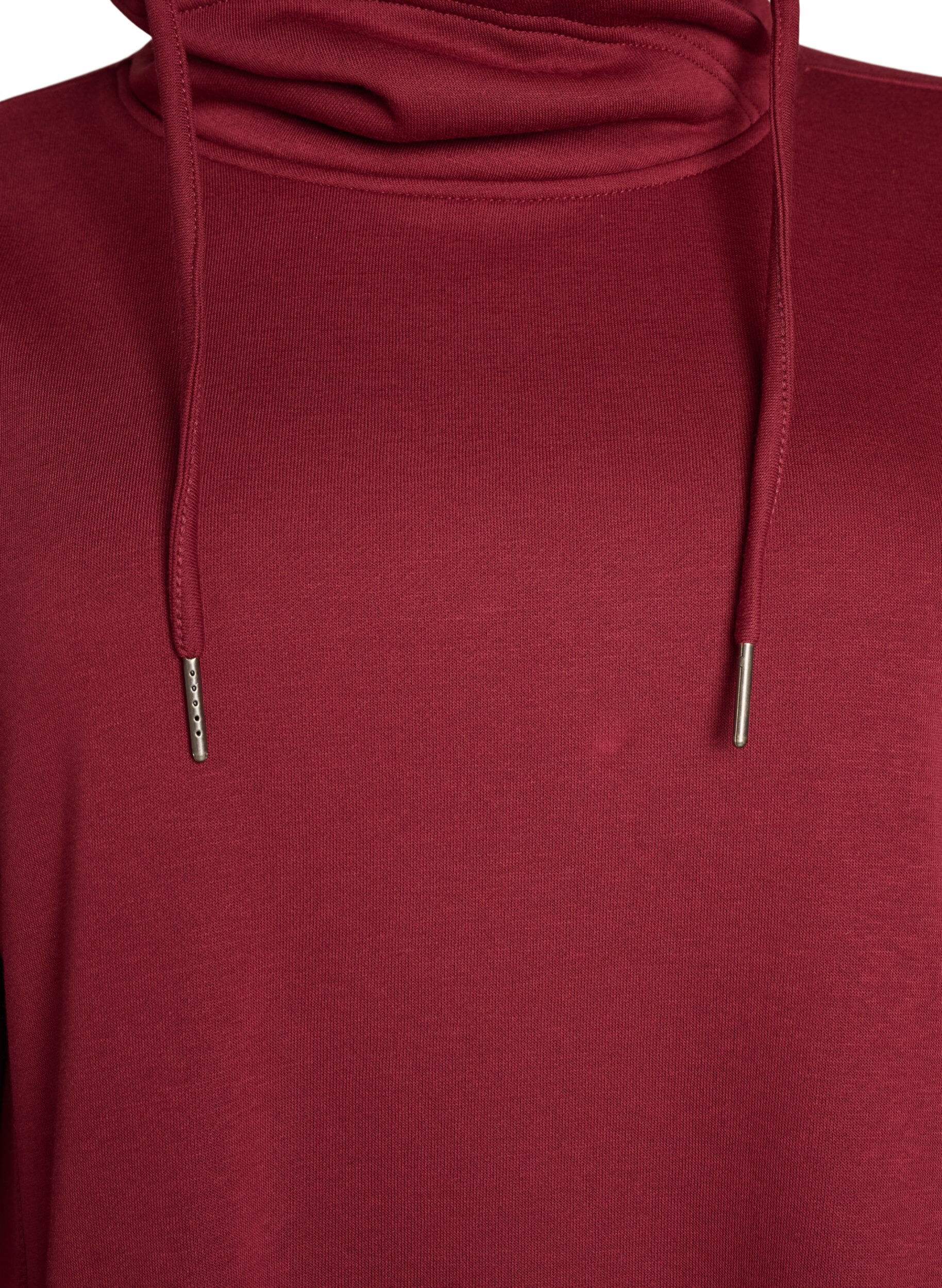 ZizziRobe sweat-shirt courte &agrave; col montant et poches, Bordeaux, Packshot image number 3