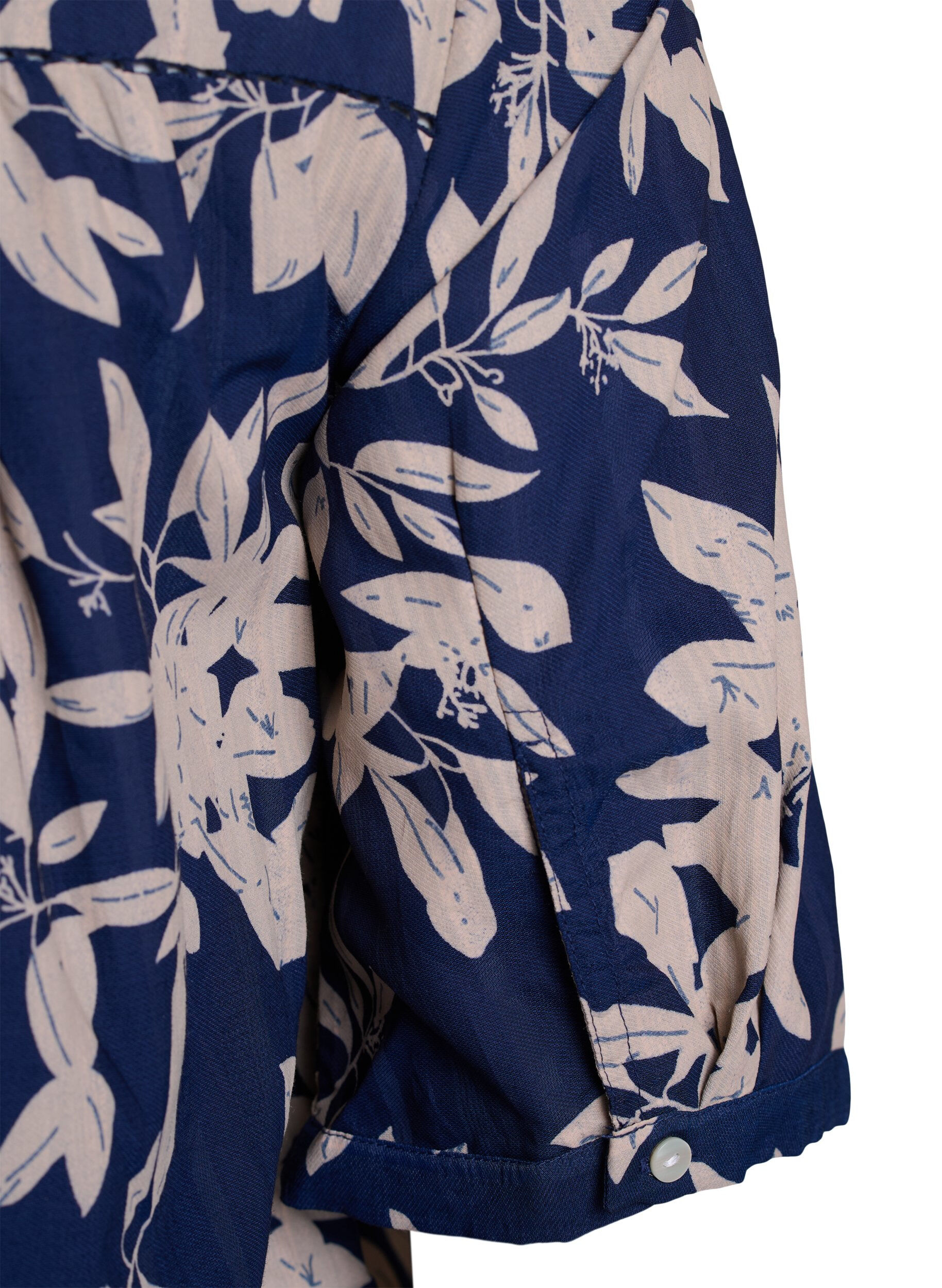 Zizzi Blouse imprim&eacute;e &agrave; manches 1/2, Bleu, Packshot image number 3