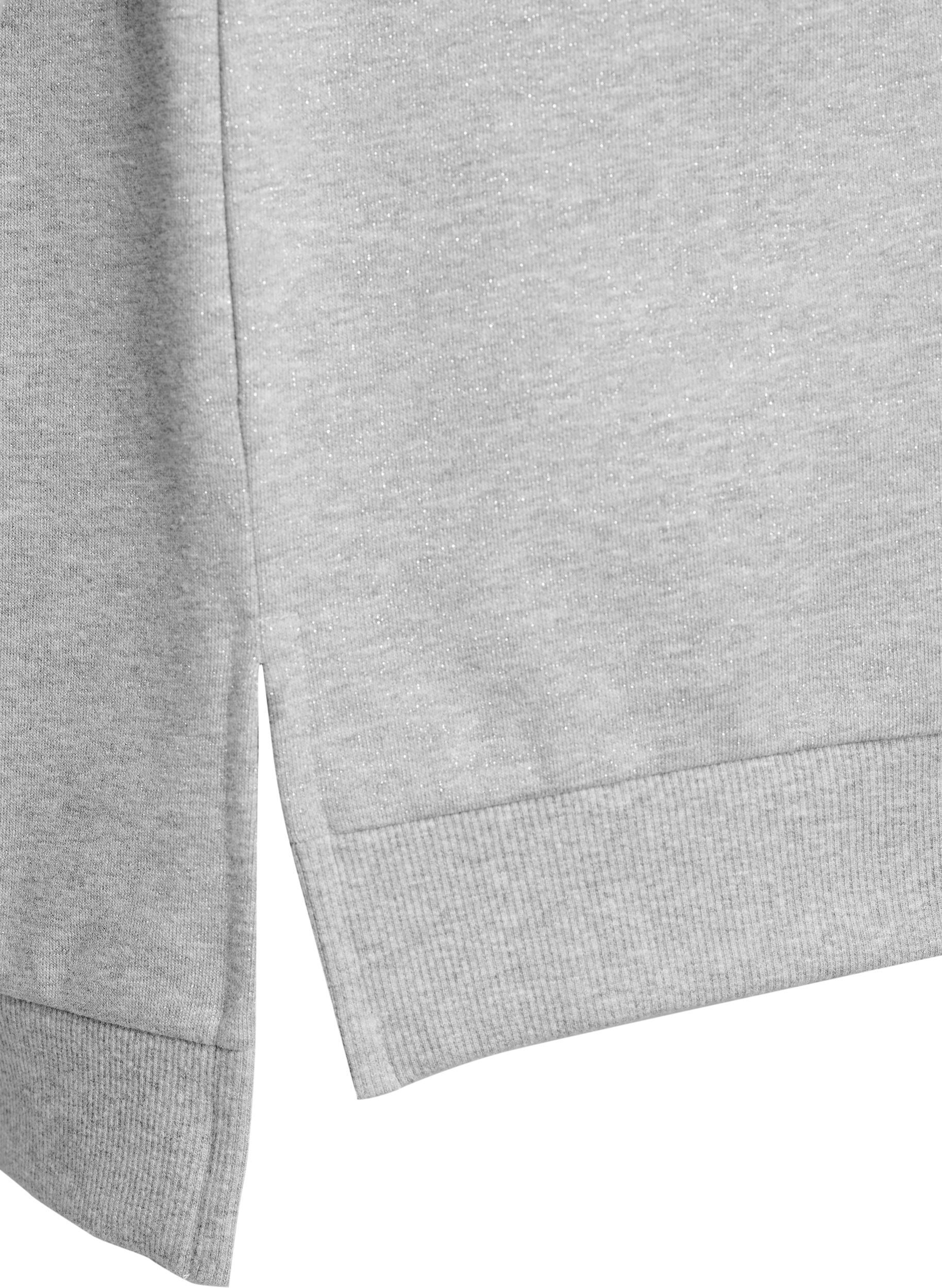 Zizzi Sweatshirt mit Schlitzen und Glitzerfaden, Grau, Packshot image number 3