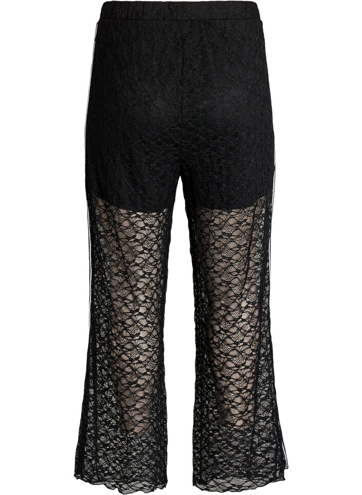 Pantalon &agrave; coupe ample en dentelle transparente, Noir, Packshot image number 1