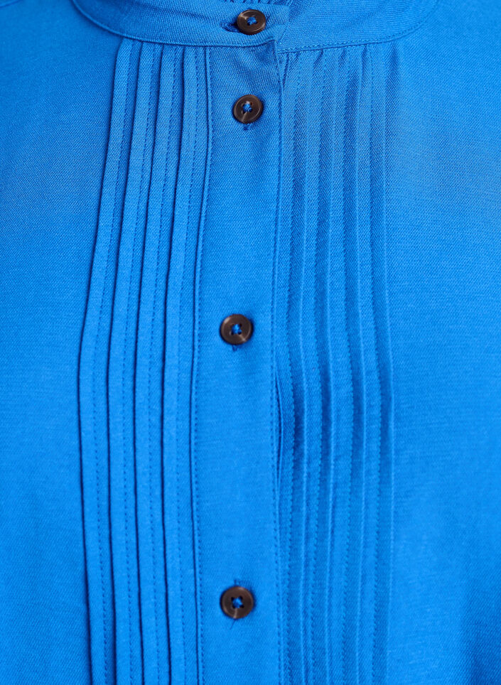 Blouse avec manches 3/4 et plis décoratifs, Bleu, Packshot image number 2