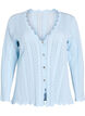 Cardigan avec broderie ajour&eacute;e et bords ondul&eacute;s, Bleu Clair, Packshot image number 0