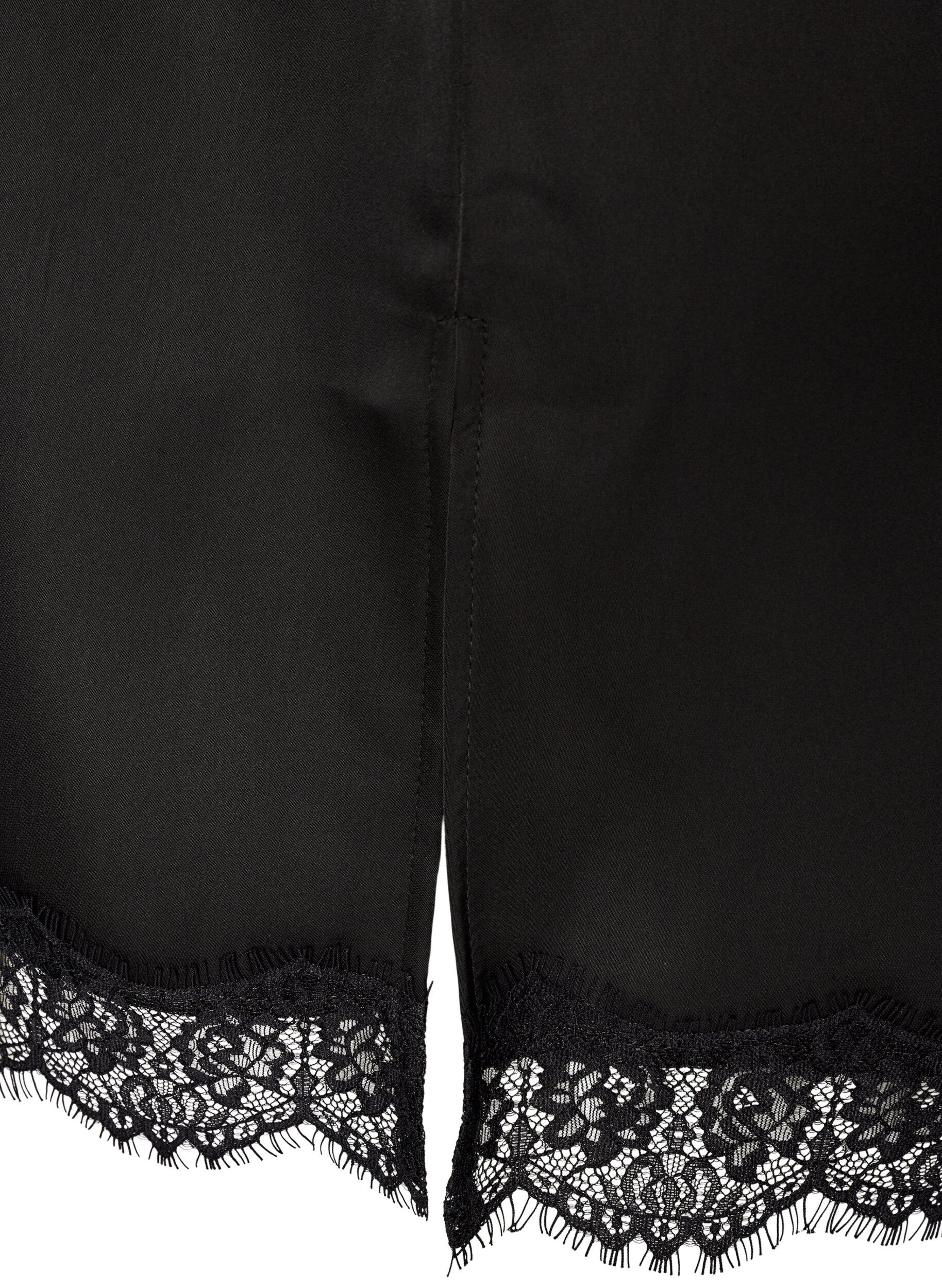 ZizziLanges Top aus Satin mit Spitzen, Schwarz, Packshot image number 3