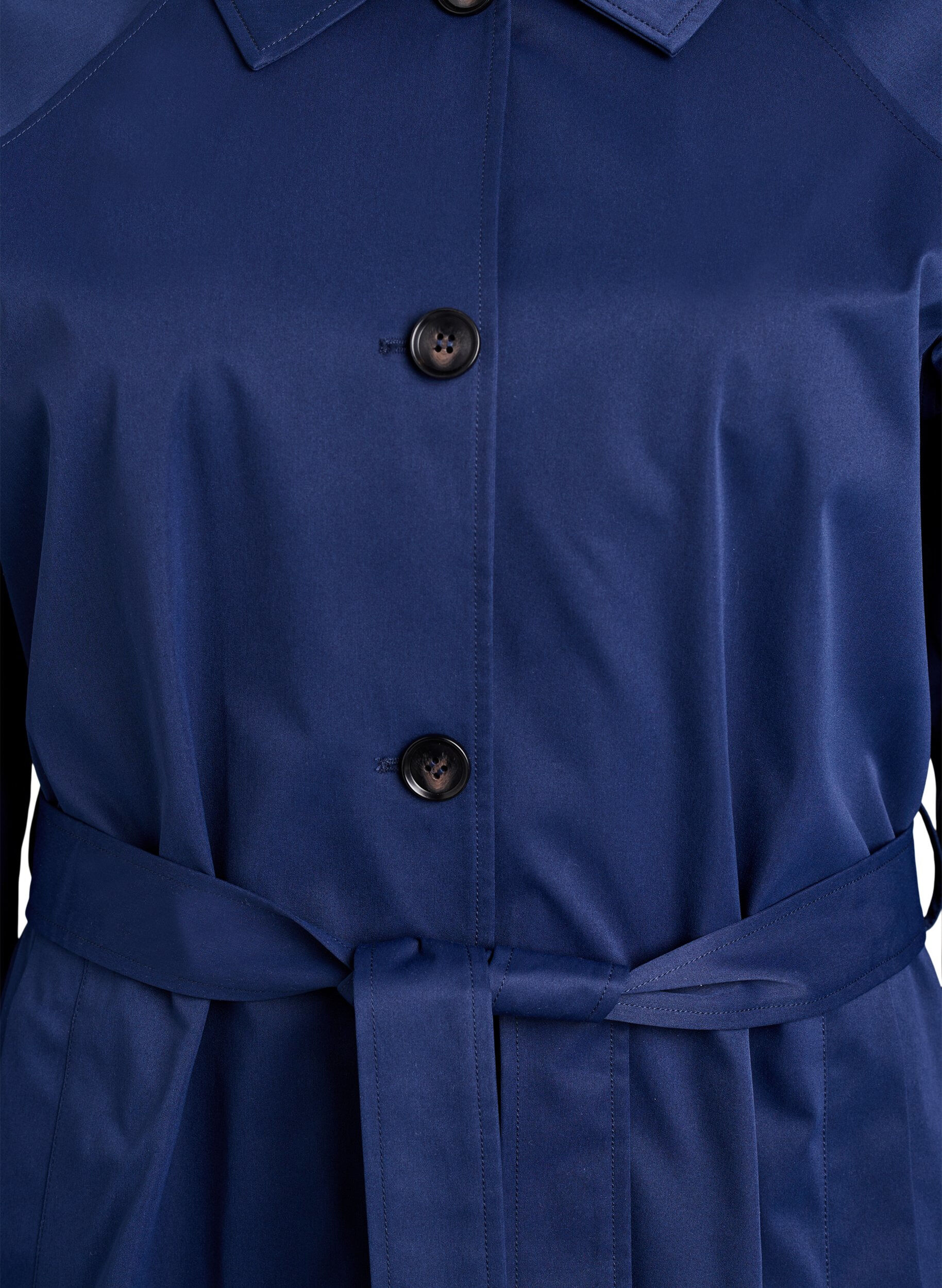 Zizzi Trenchcoat mit G&uuml;rtel und Schlitzen, Blau, Packshot image number 2