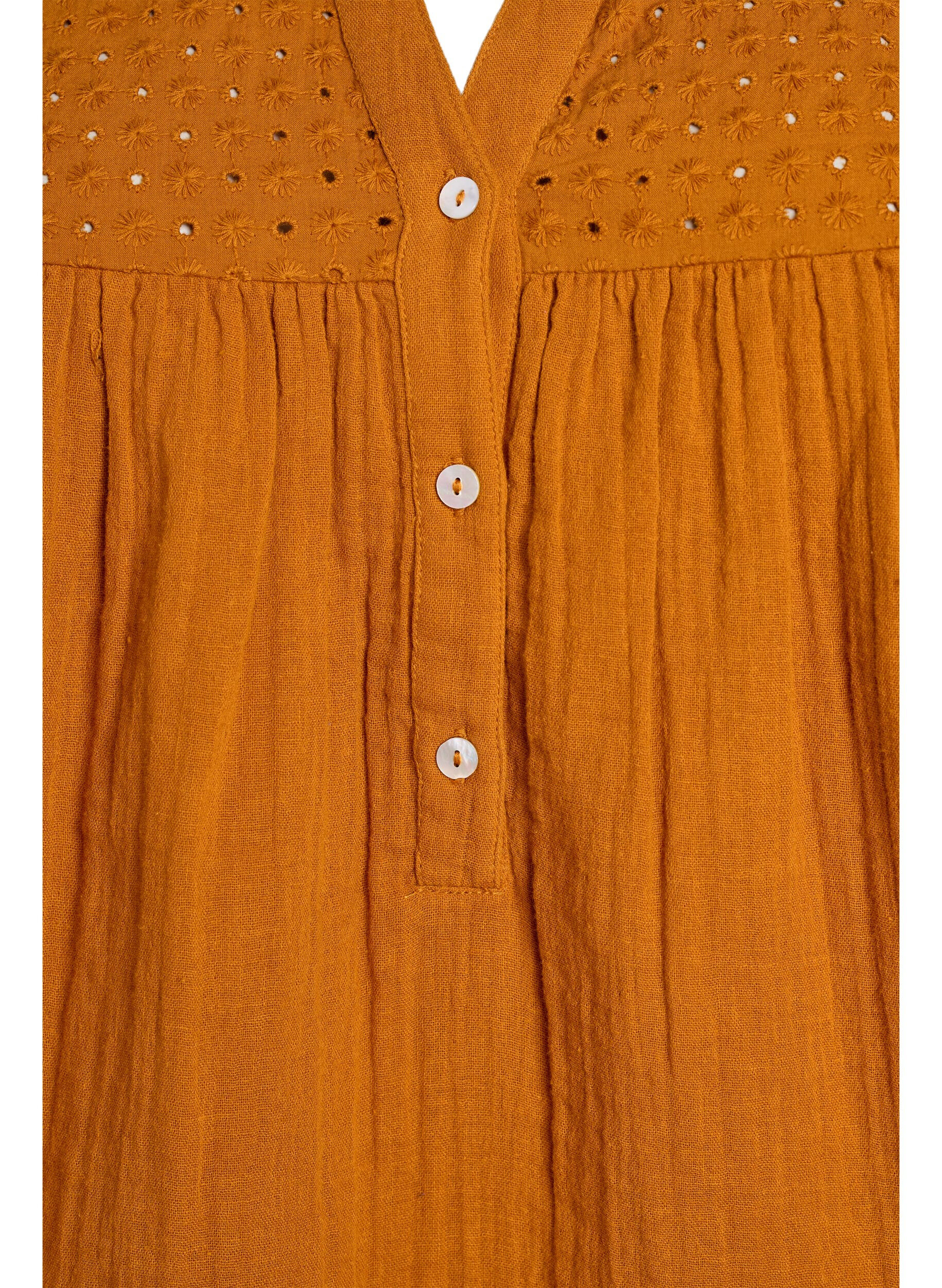 ZizziBlouse en mousseline de coton avec broderie anglaise, Orange, Packshot image number 2