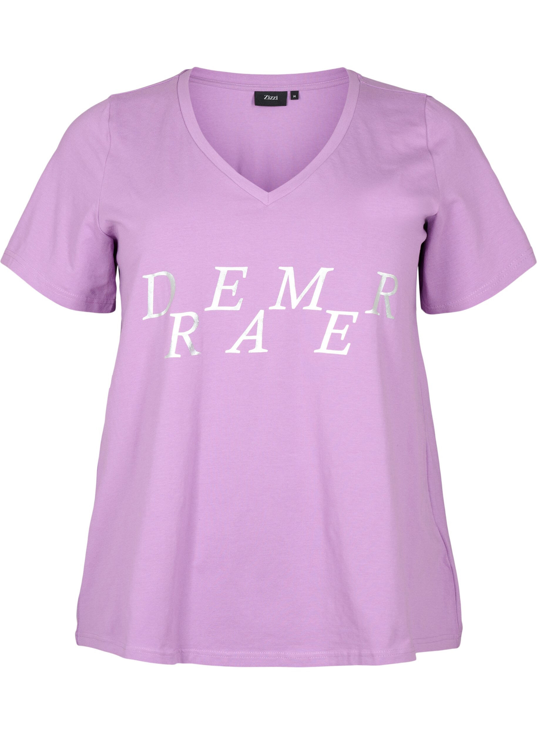 Zizzi T-shirt de nuit en coton avec impression de texte, L.Crystal w.Dreamer, Packshot image number 0