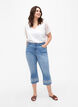 Culotte Amy taille haute avec broderie, Light blue denim, Model image number 0