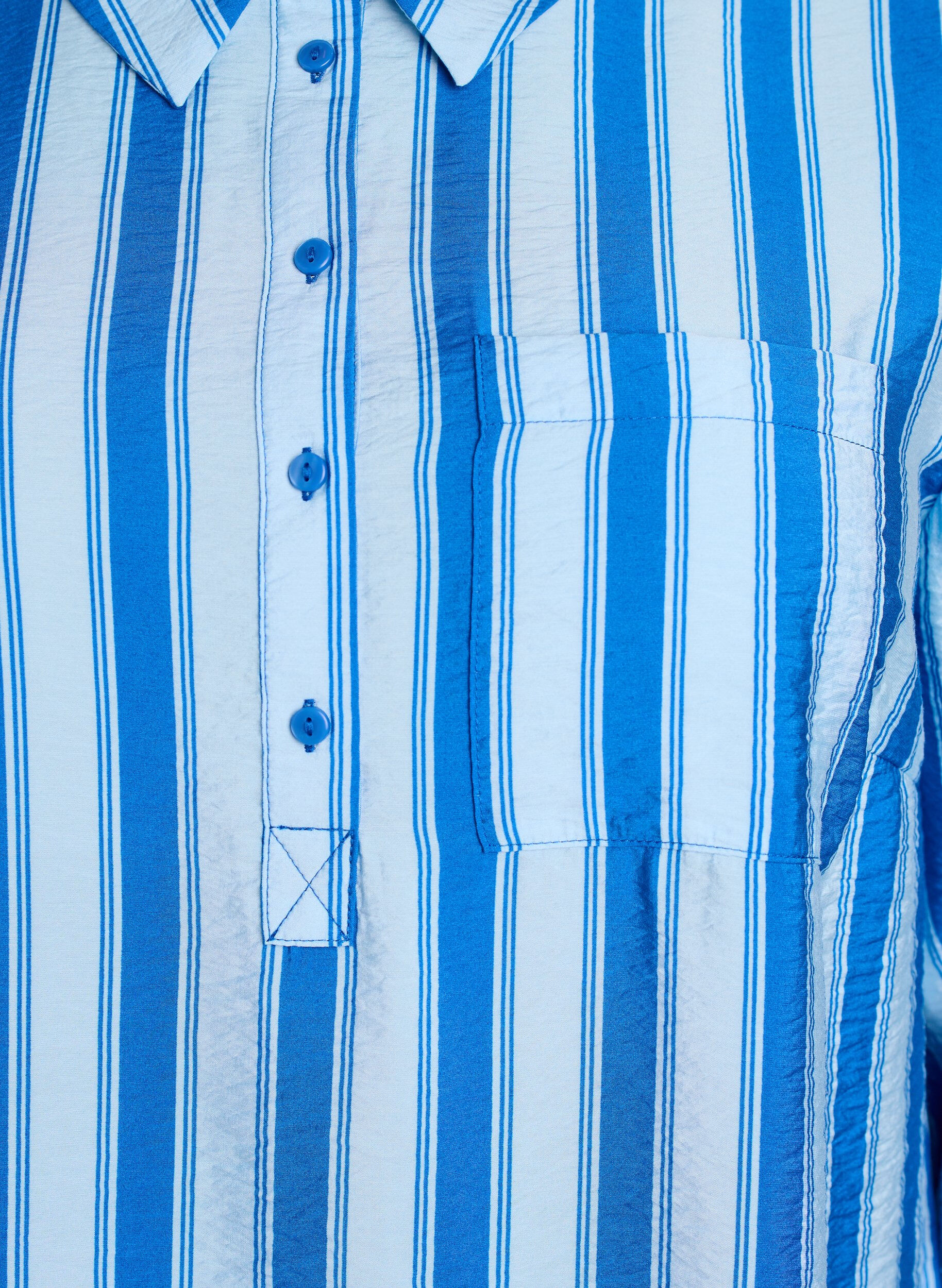 Zizzi Kleid mit Kragen und Brusttasche, Blau, Packshot image number 2