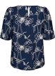 Kurz&auml;rmelige Bluse mit Stickmuster, Blau, Packshot image number 1